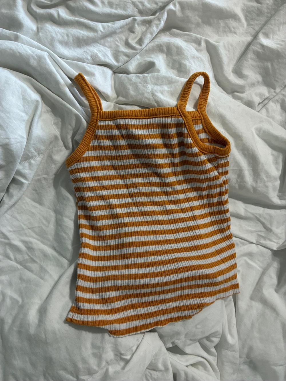 Old Navy Girls 5T Striped Ribbed Spaghetti Strap Tank - Mustard & White